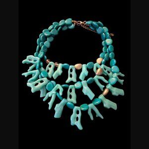 LOFT Faux Coral Triple Strand Chunky Statement Necklace 21.5" Long